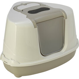 Moderna Flip Corner Cat Litter Box, Warm Grey
