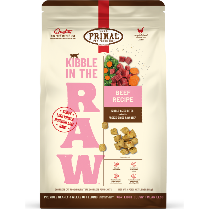 Primal Kibble in the Raw Freeze-Dried Cat Food, Beef, 1.5-lb image number null