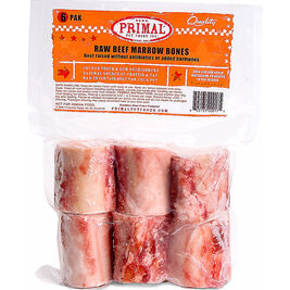 Primal Raw Frozen Beef Marrow Bone Dog Treats, 2-inch, 6-pack