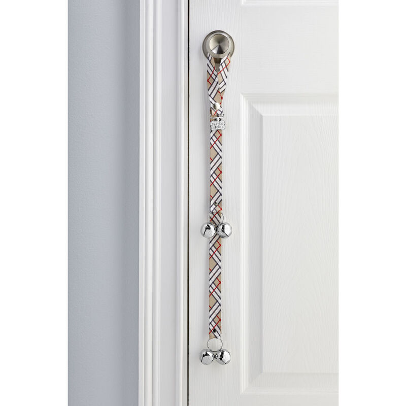 PoochieBells Dog Housetraining Doorbell, Double-Sided, Plaid London image number null