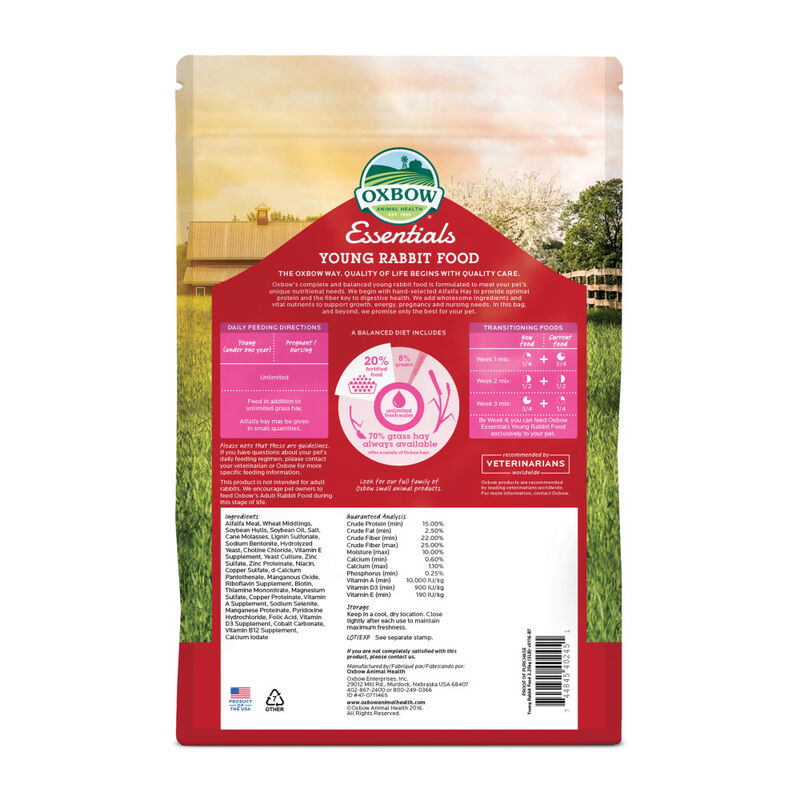 Oxbow Essentials Young Rabbit Food, 5-lb image number null
