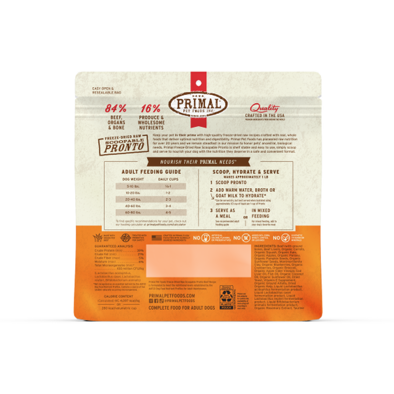 Primal Pronto Raw Freeze-Dried Dog Food, Beef, 16-oz image number null