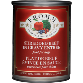 Fromm Four-Star Canned Dog Food, Shredded Beef in Gravy