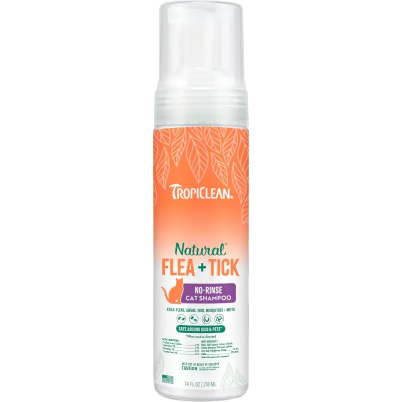 Tropiclean Natural Flea & Tick Waterless Shampoo for Cats, 7.4-oz image number null