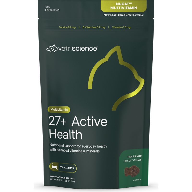 VetriScience 27+ Active Health Multivitamin Soft Chews Cat Supplement, Fish, 30-count image number null