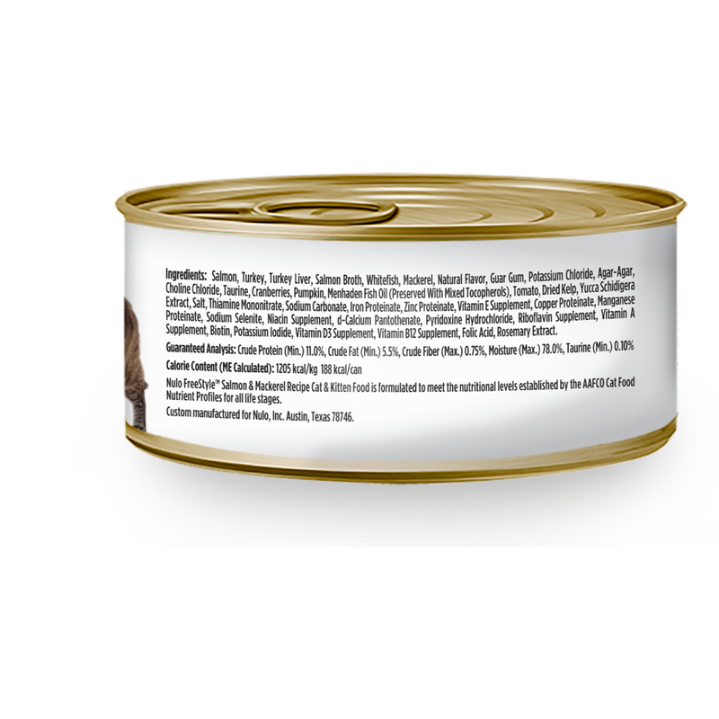 Nulo Freestyle Grain-Free Canned Cat Food, Pate, Salmon & Mackerel, 5.5-oz image number null