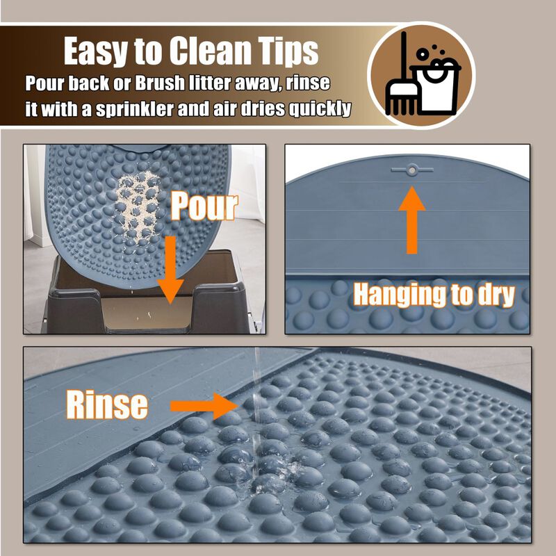 PetPals Cat Litter Box Mat, Air Bubble Paw Scrub, Grey image number null