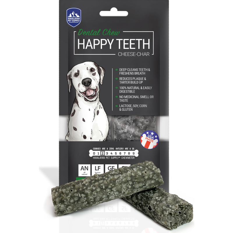 Himalayan Pet Supply Happy Teeth Dog Treat, Cheese-Char, 4-oz image number null