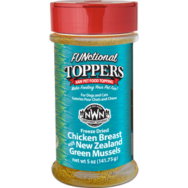 Northwest Naturals FUNctional Freeze-Dried Raw Pet Food Topper, Chicken Breast & New Zealand Green Mussels, 5-oz