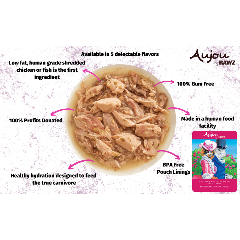 Rawz Aujou Wet Cat Food, Aku Tuna & Mackerel, 2.46-oz image number null