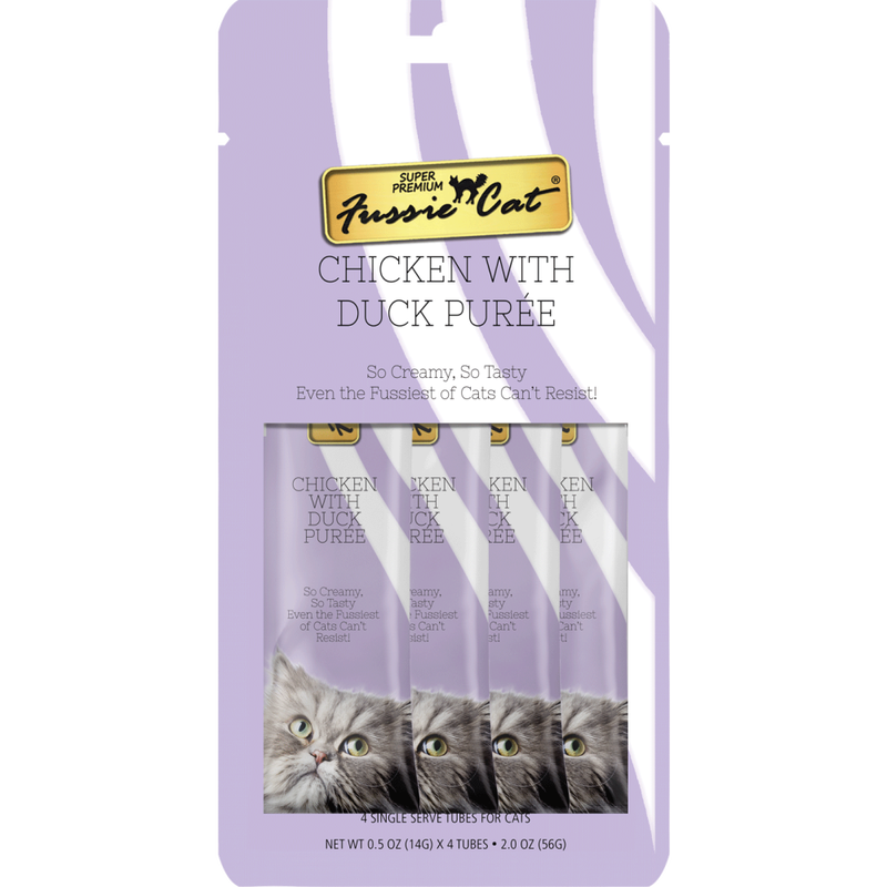 Fussie Cat Super Premium Puree Cat Treat, Chicken & Duck, 4-count image number null