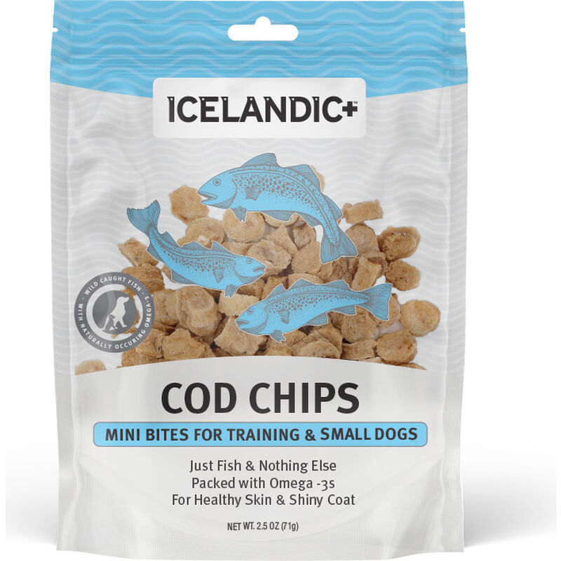 Icelandic+ Fish Chips Dog Treats, Cod, Mini, 2.5-oz image number null