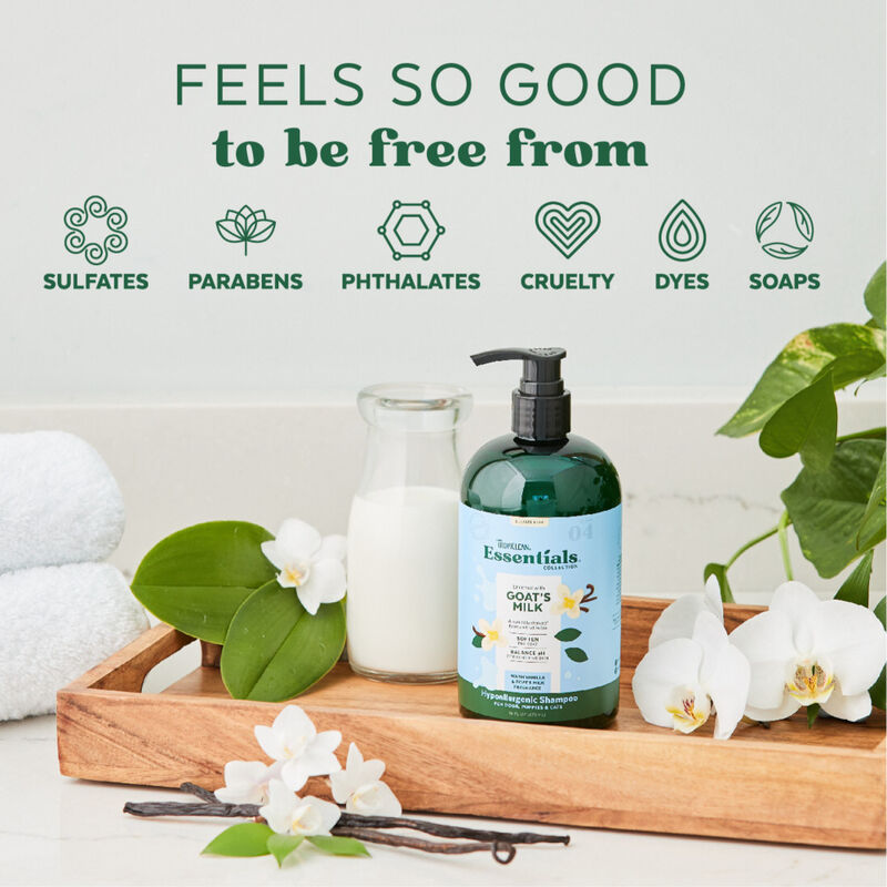 Tropiclean Essentials Hypoallergenic Shampoo for Dogs Puppies & Cats, Goat's Milk, 16-oz image number null