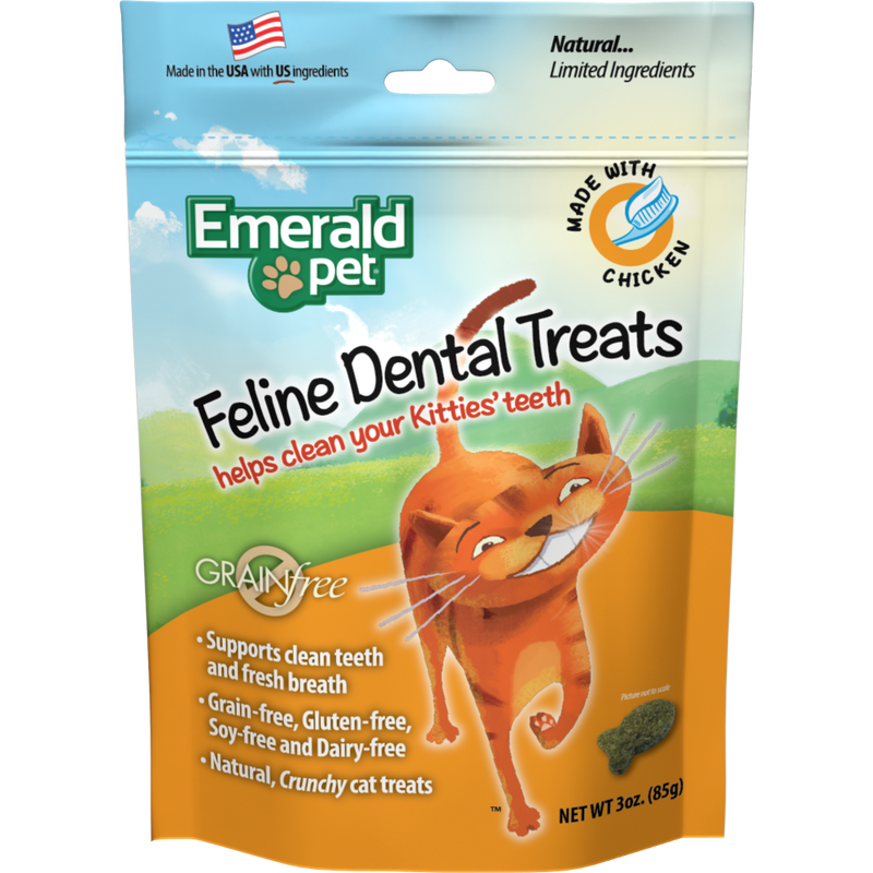 Emerald Pet Dental Cat Treats, Chicken, 3-oz image number null
