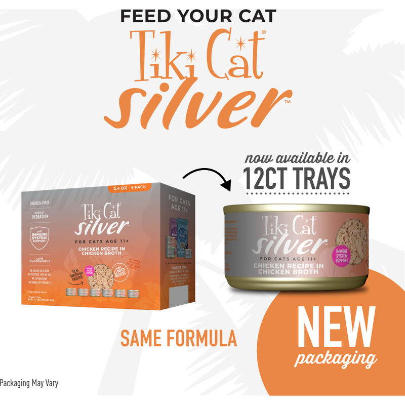 Tiki Cat Silver Canned Cat Food, Senior, Chicken, 2.4-oz image number null