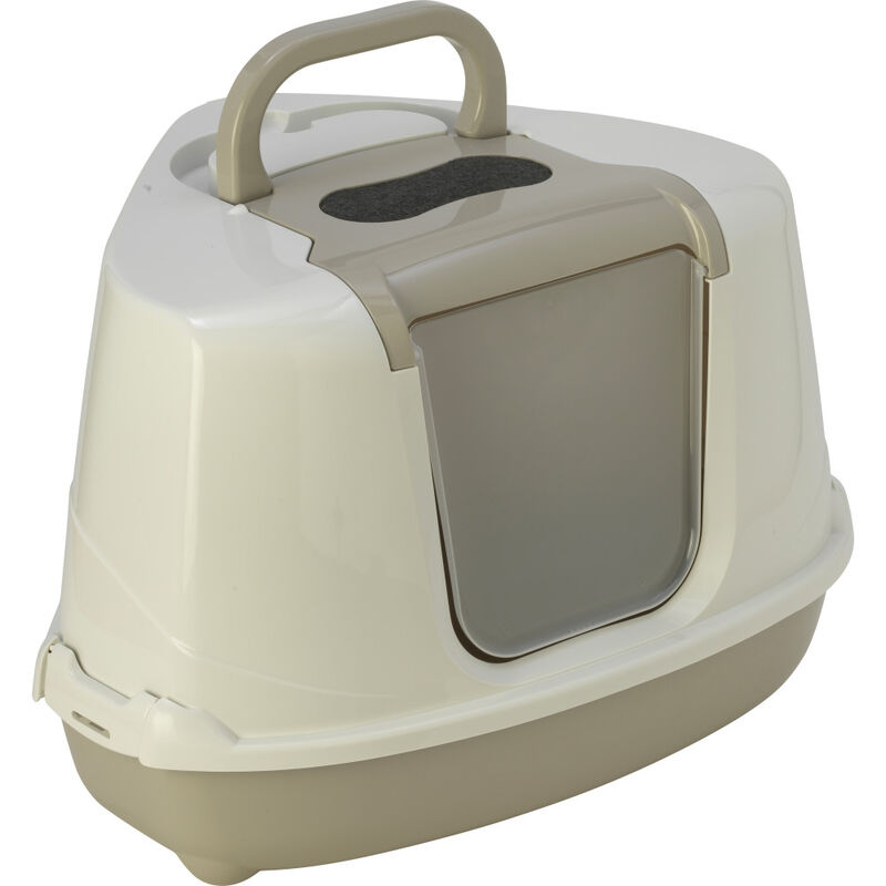 Moderna Flip Corner Cat Litter Box, Warm Grey image number null