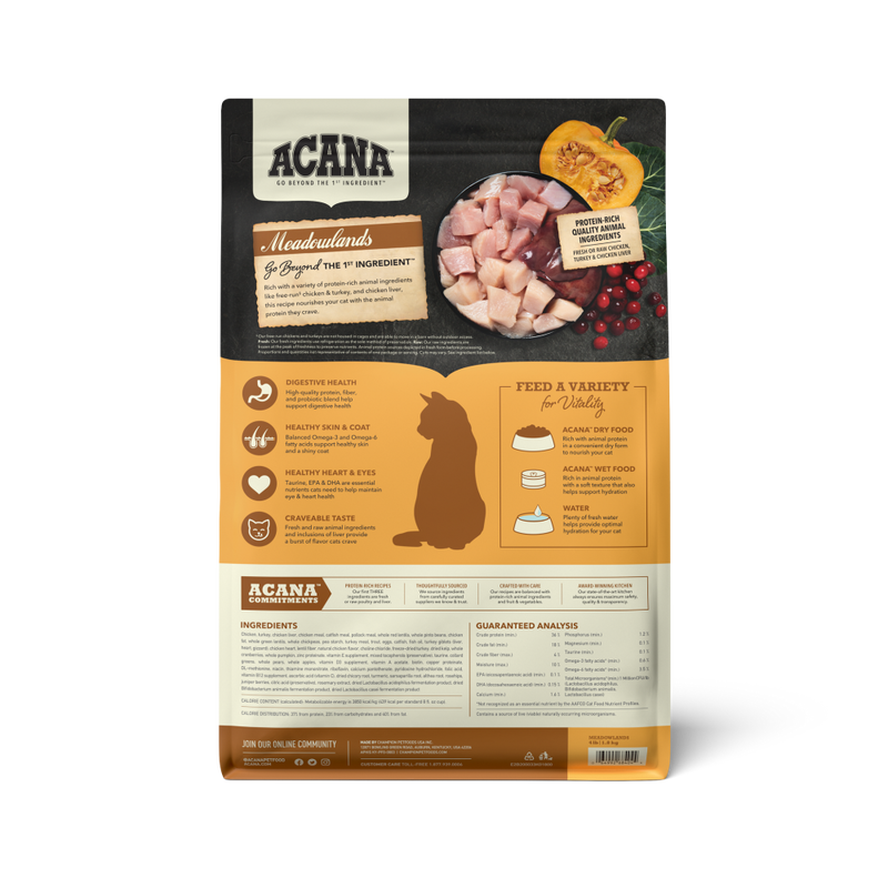 Acana Highest Protein Dry Cat Food, Meadowlands image number null