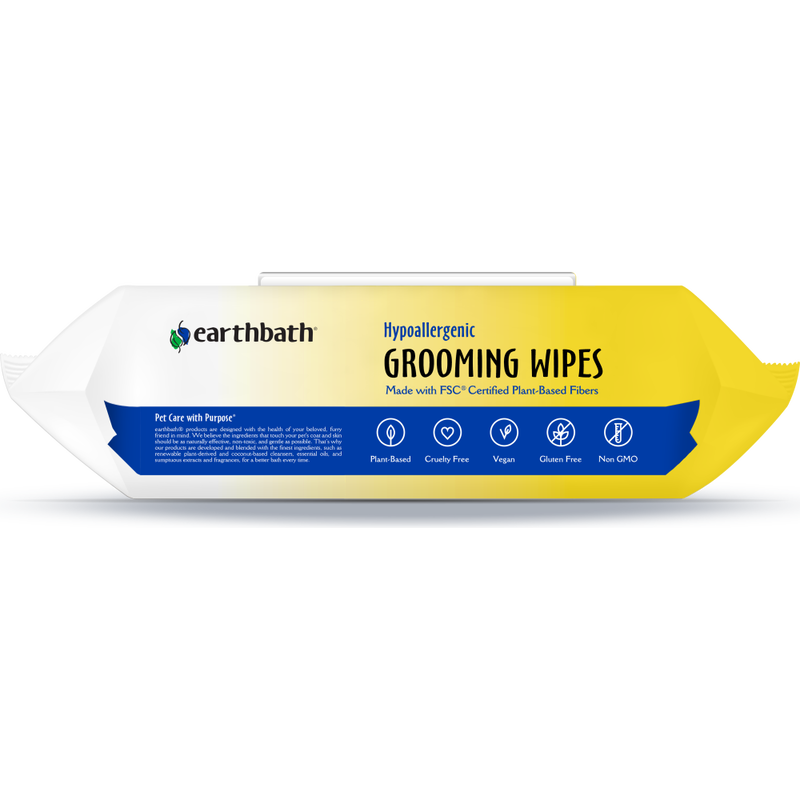 Earthbath Grooming Wipes for Dogs & Cats, Hypo-Allergenic Fragrance-Free, 100-count image number null