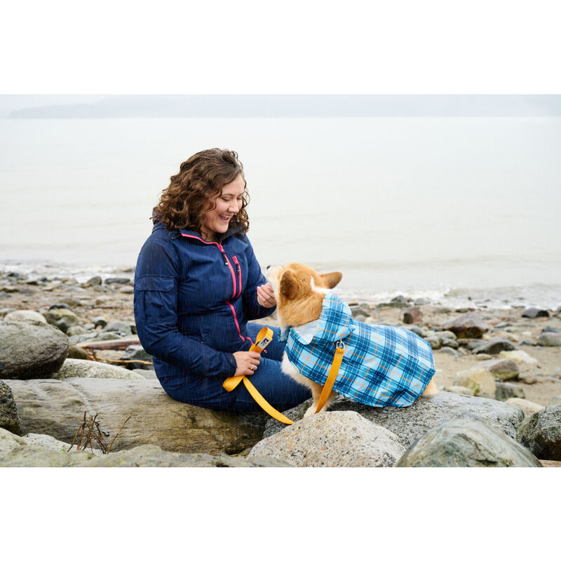 RC Pets Packable Dog Rain Poncho, Blue Plaid image number null