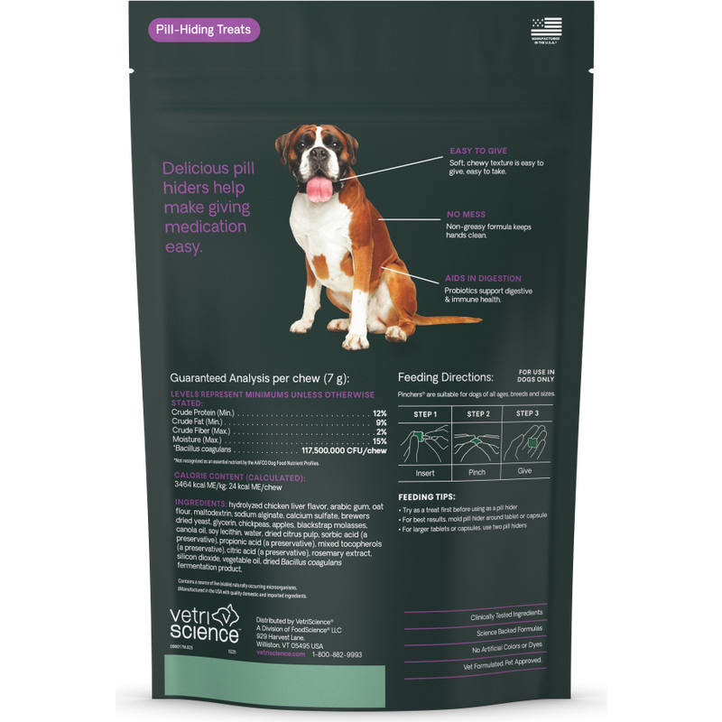VetriScience Extra Large Pinchers Pill Hiders Soft Chews Dog Treats, Chicken, 25-count image number null