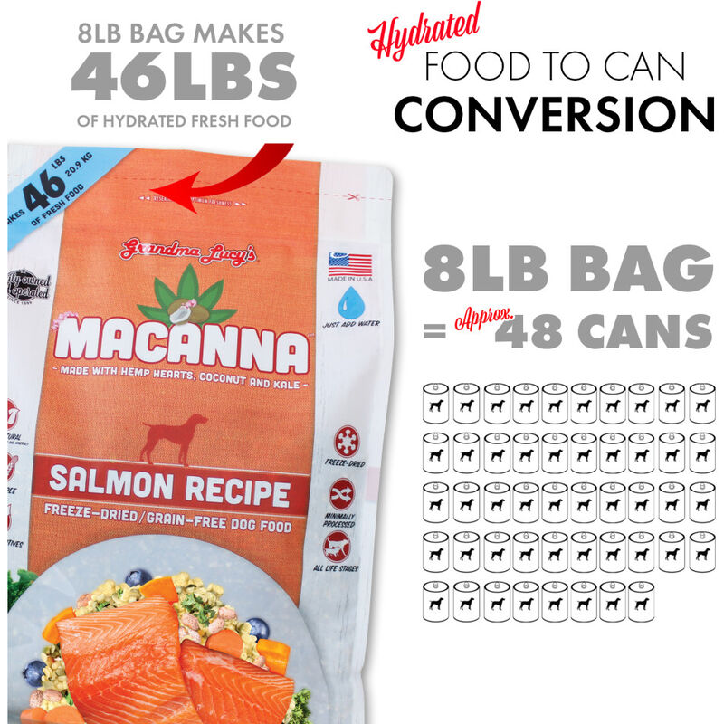 Grandma Lucy's Macanna Freeze-Dried Dog Food, Salmon, 3-lb image number null