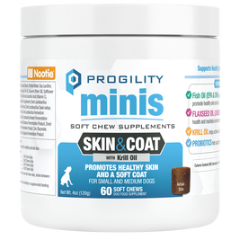 Nootie Progility Mini Skin & Coat Supplemental Dog Chews, Small & Medium Dogs, 60-ct