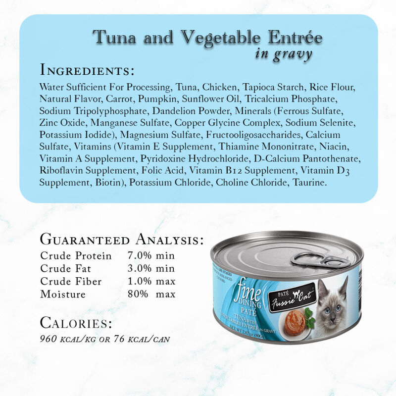 Fussie Cat Fine Dining Pate Canned Cat Food, Tuna & Vegetables, 2.82-oz image number null