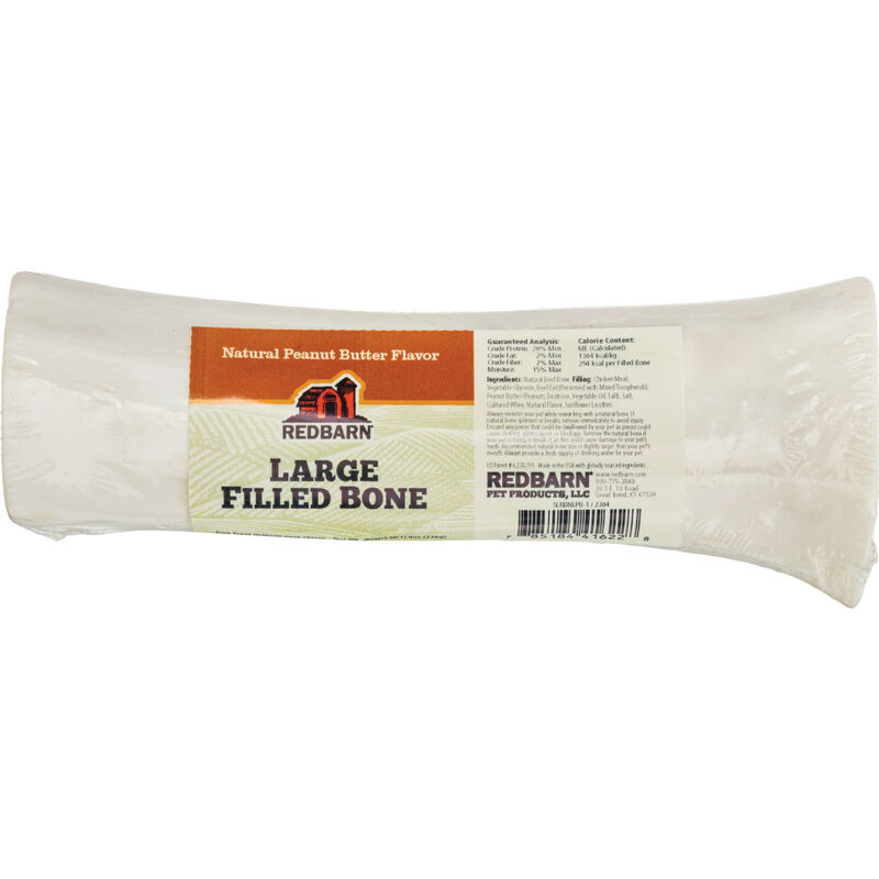 Redbarn Filled Bone Dog Treat, Natural Peanut Butter image number null