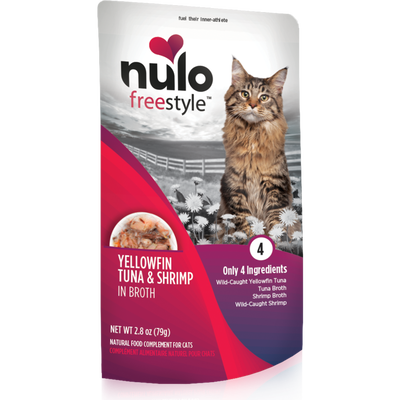 Nulo Freestyle Grain-Free Wet Cat Food Topper, Yellowfin Tuna & Shrimp, 2.8-oz