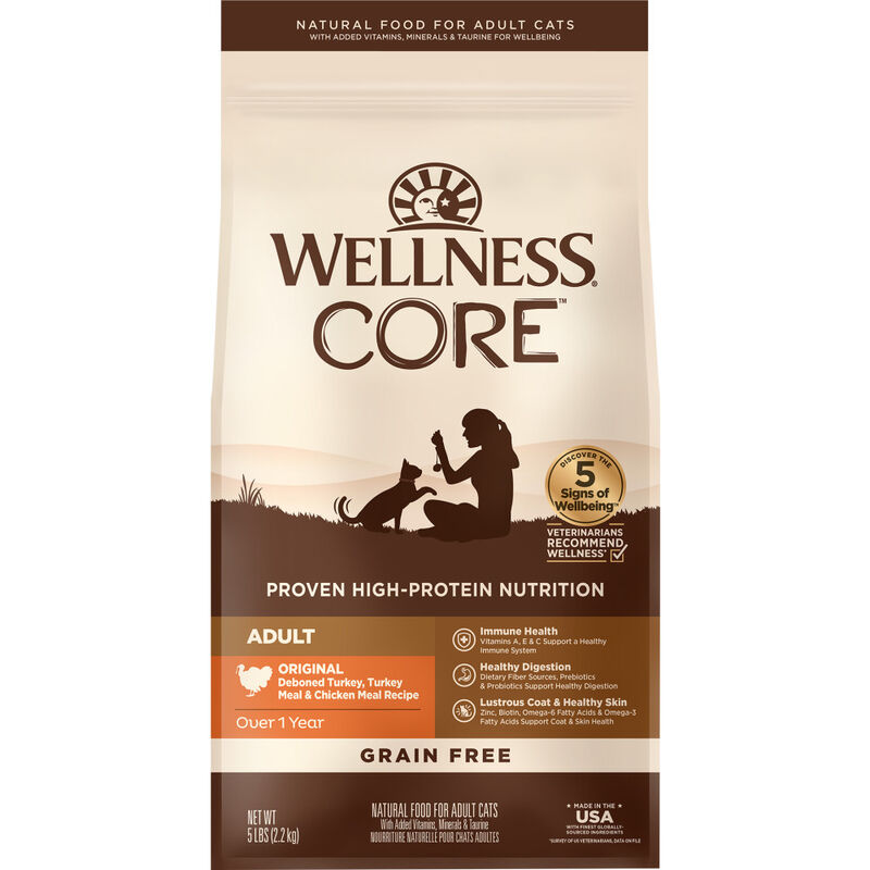 Wellness CORE Grain-Free Dry Cat Food, Original Turkey & Chicken, 5-lb image number null