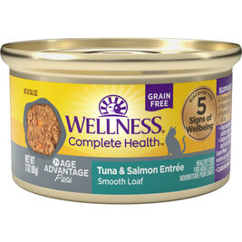 Wellness Complete Health Pate Canned Cat Food, Age Advantage, Tuna & Salmon