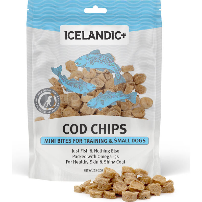 Icelandic+ Fish Chips Dog Treats, Cod, Mini, 2.5-oz image number null