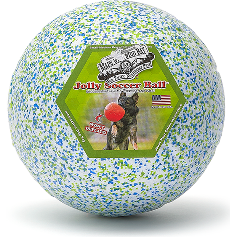 Mud Bay Soccer Ball Dog Toy, White Green & Blue image number null