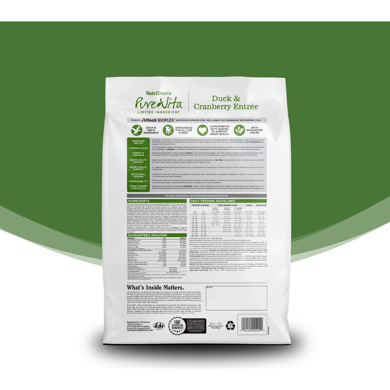 PureVita Limited Ingredient Grain Inclusive Dry Dog Food, Duck & Cranberry image number null
