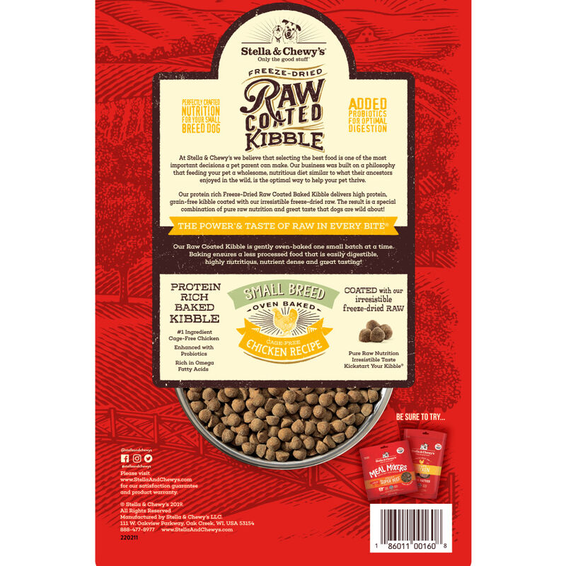 Stella & Chewy's Raw Coated Grain-Free Dry Dog Food, Small Breed, Chicken, 3.5-lb image number null