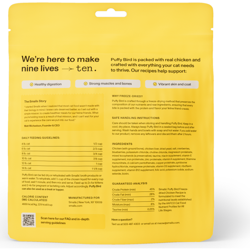 Smalls Freeze Dried Cat Food, Chicken Recipe image number null