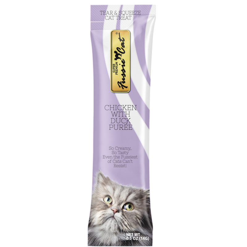 Fussie Cat Super Premium Puree Cat Treat, Chicken & Duck, 4-count image number null