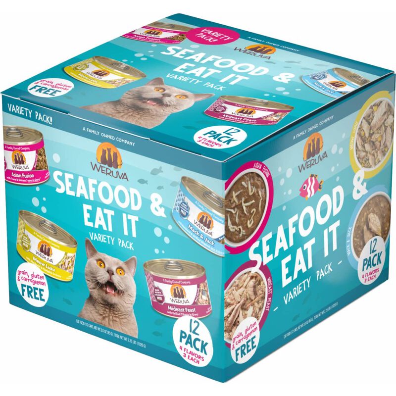 Weruva Classic Canned Cat Food, Variety Pack, Seafood & Eat It!, 3-oz, 12-pack image number null