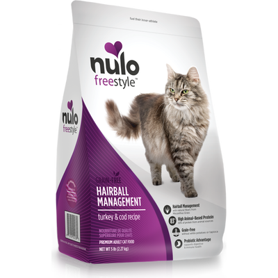 Nulo Freestyle Grain-Free Dry Cat Food, Hairball Management, Turkey & Cod