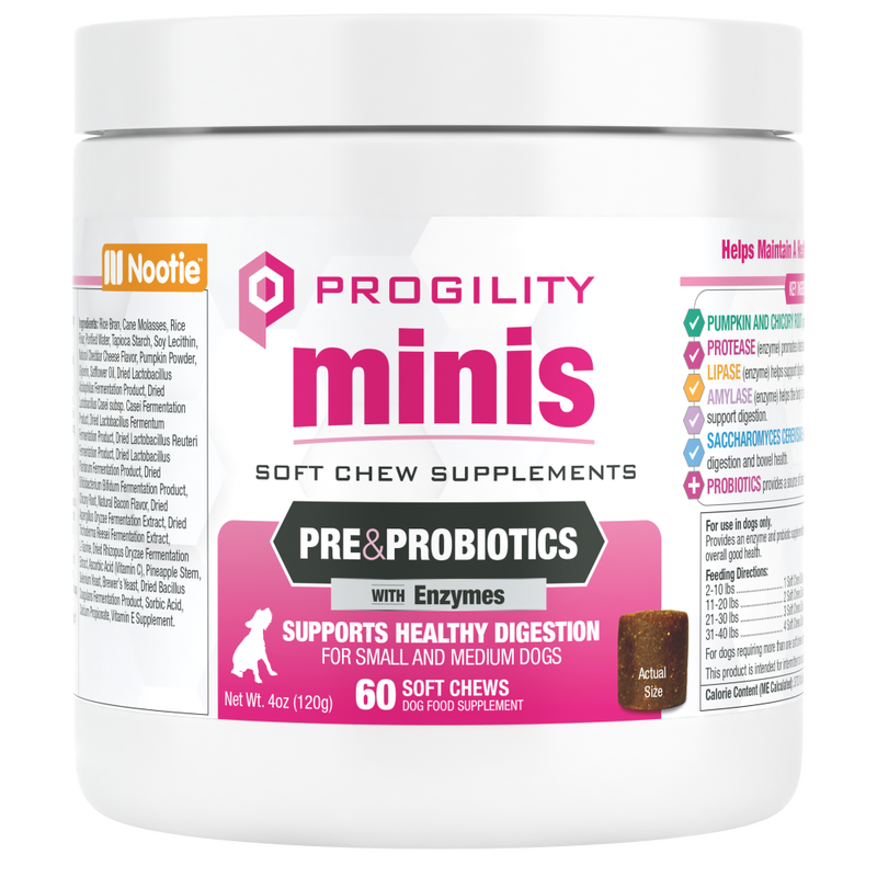 Nootie Progility Mini Pre & Probiotics with Enzymes Supplemental Dog Chews, Small & Medium Dogs, 60-ct image number null