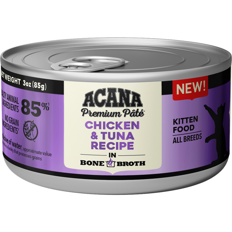 Acana Premium Pate Canned Cat Food, Kitten, Chicken & Tuna, 3-oz image number null