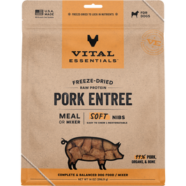 Vital Essentials Raw Freeze-Dried Dog Food, Pork, Soft Nibs, 14-oz