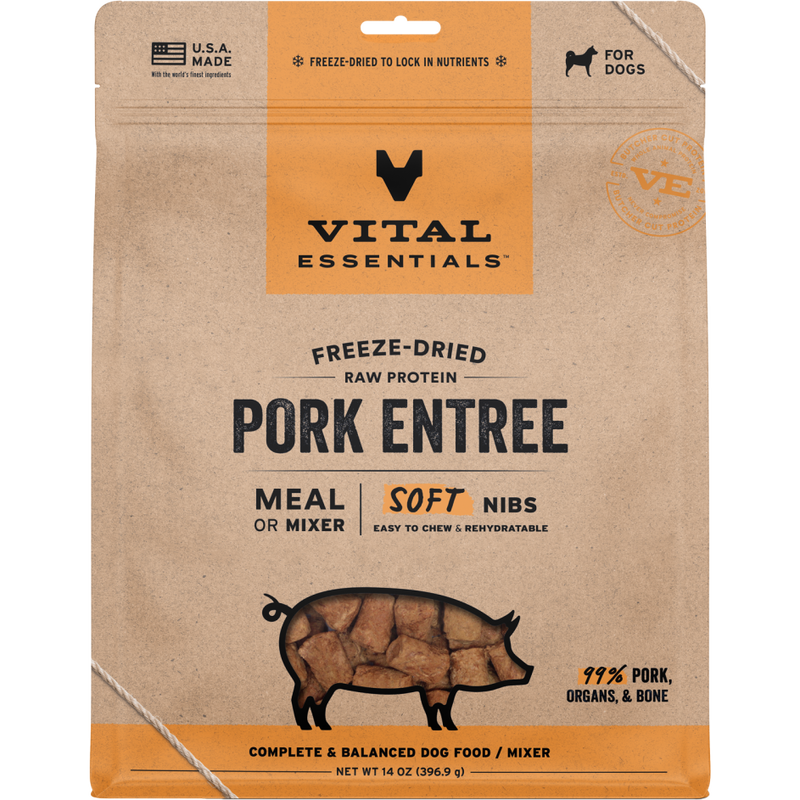 Vital Essentials Raw Freeze-Dried Dog Food, Pork, Soft Nibs, 14-oz image number null