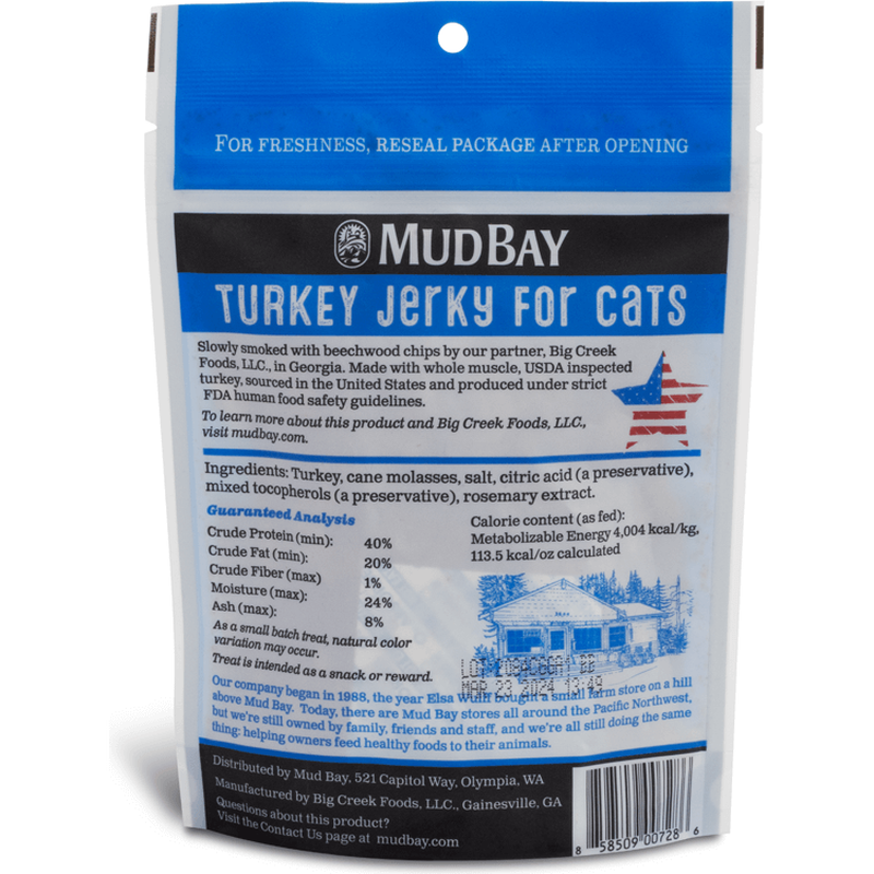 Mud Bay Jerky Cat Treats, Turkey, 3-oz image number null