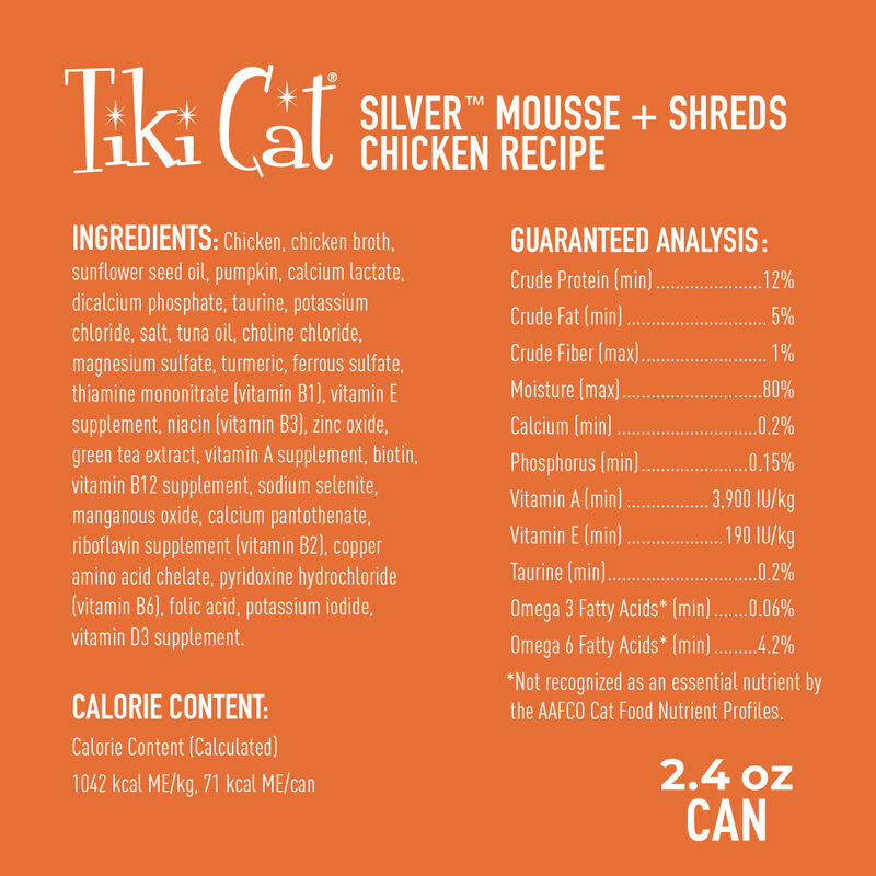 Tiki Cat Silver Canned Cat Food, Senior, Chicken, 2.4-oz image number null