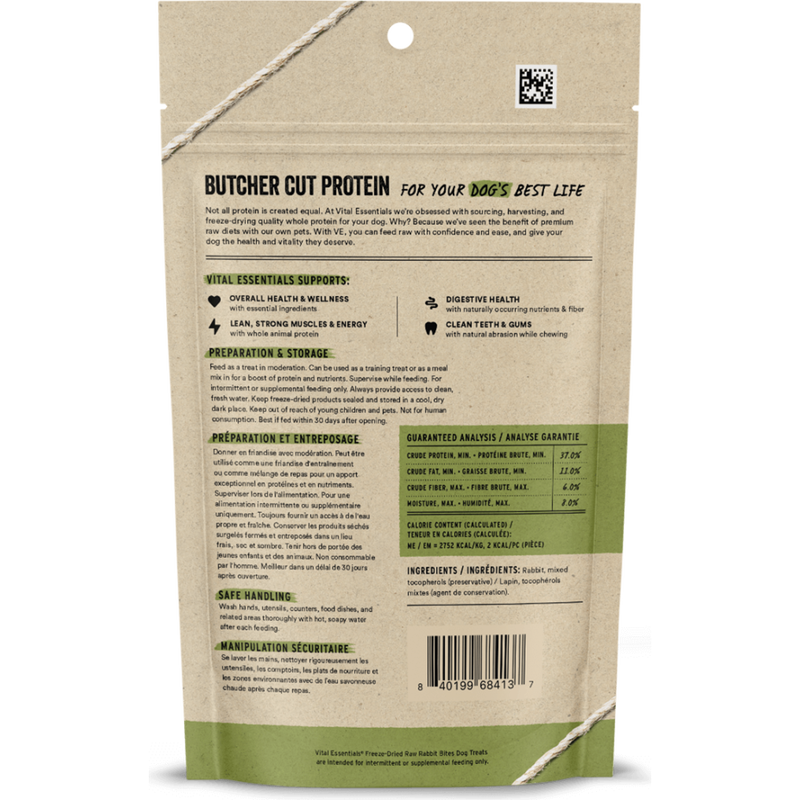 Vital Essentials Raw Freeze-Dried Dog Treats, Rabbit Bites, 2-oz image number null