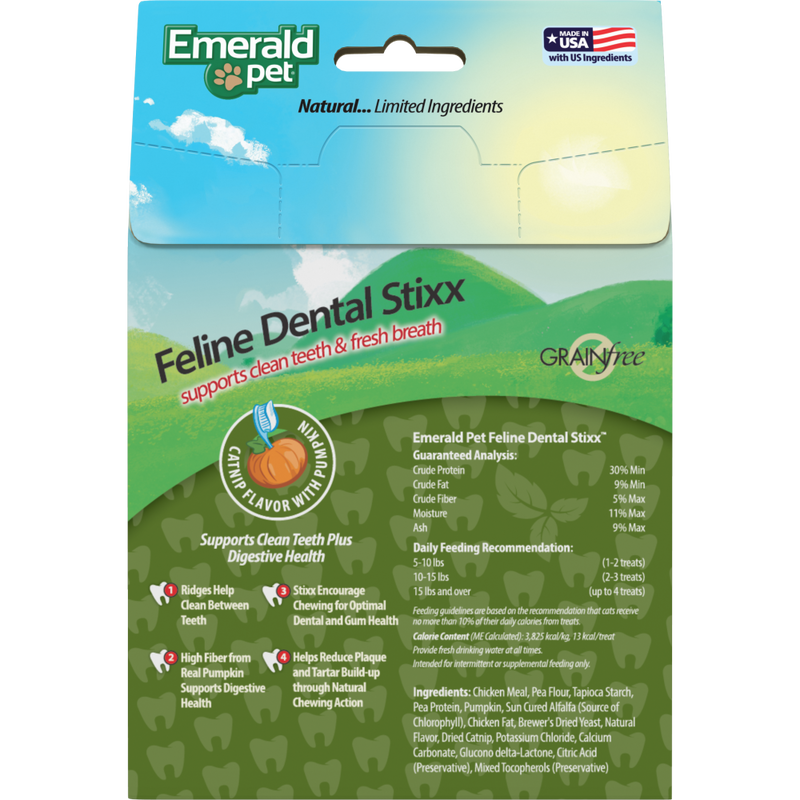 Emerald Pet Dental Stixx Cat Treats, Catnip & Pumpkin, 3.6-oz image number null