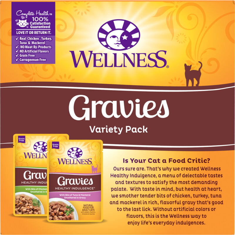 Wellness Healthy Indulgence Gravies Wet Cat Food, Variety Pack, 3-oz, 8-pack image number null
