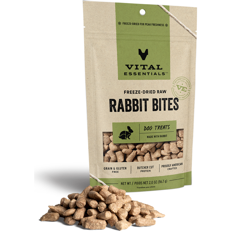 Vital Essentials Raw Freeze-Dried Dog Treats, Rabbit Bites, 2-oz image number null