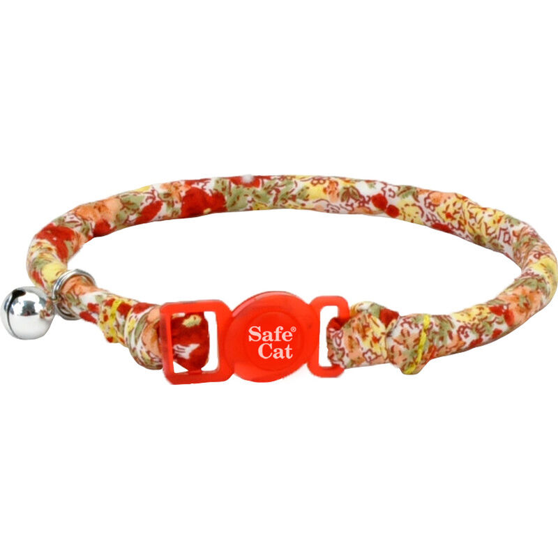 Coastal Round Cat Collar, Red Floral image number null